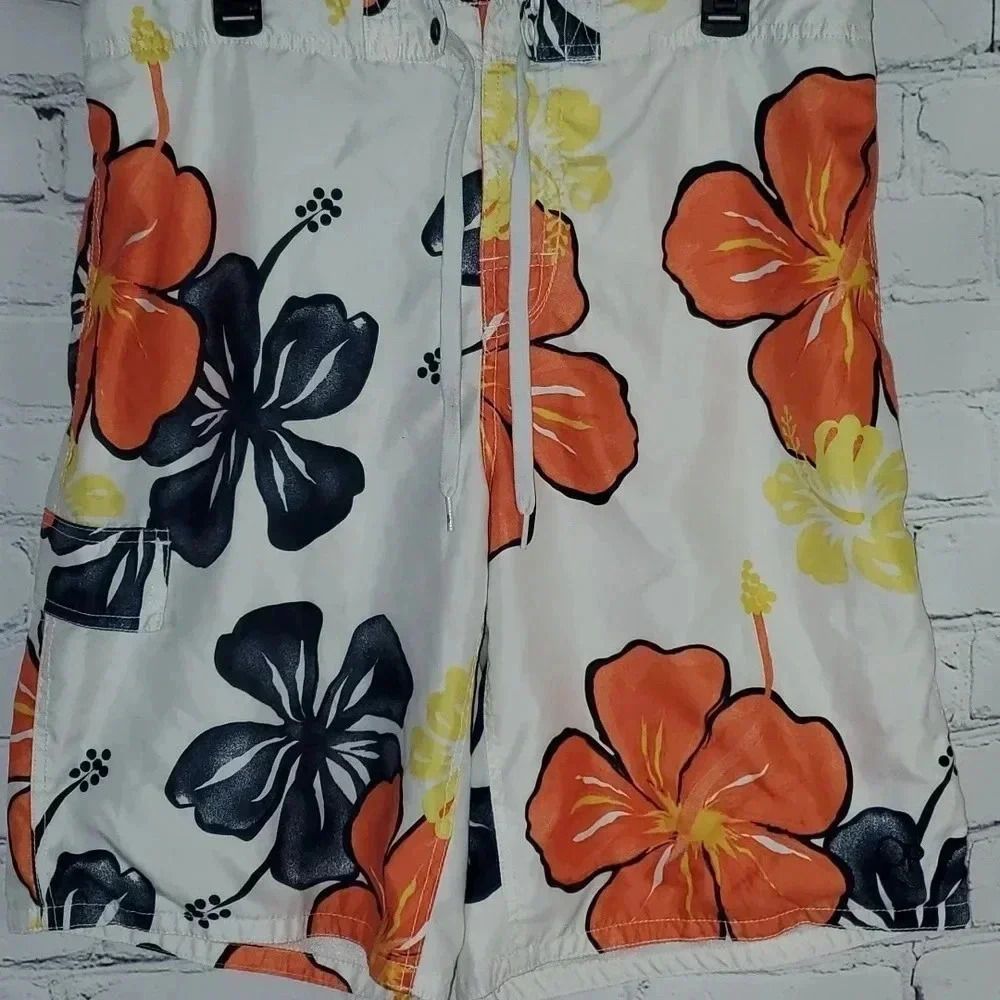Ocean Pacific Tropical Floral Hawaiian Swim Trunks Fully-lined Mens Size L 36/38